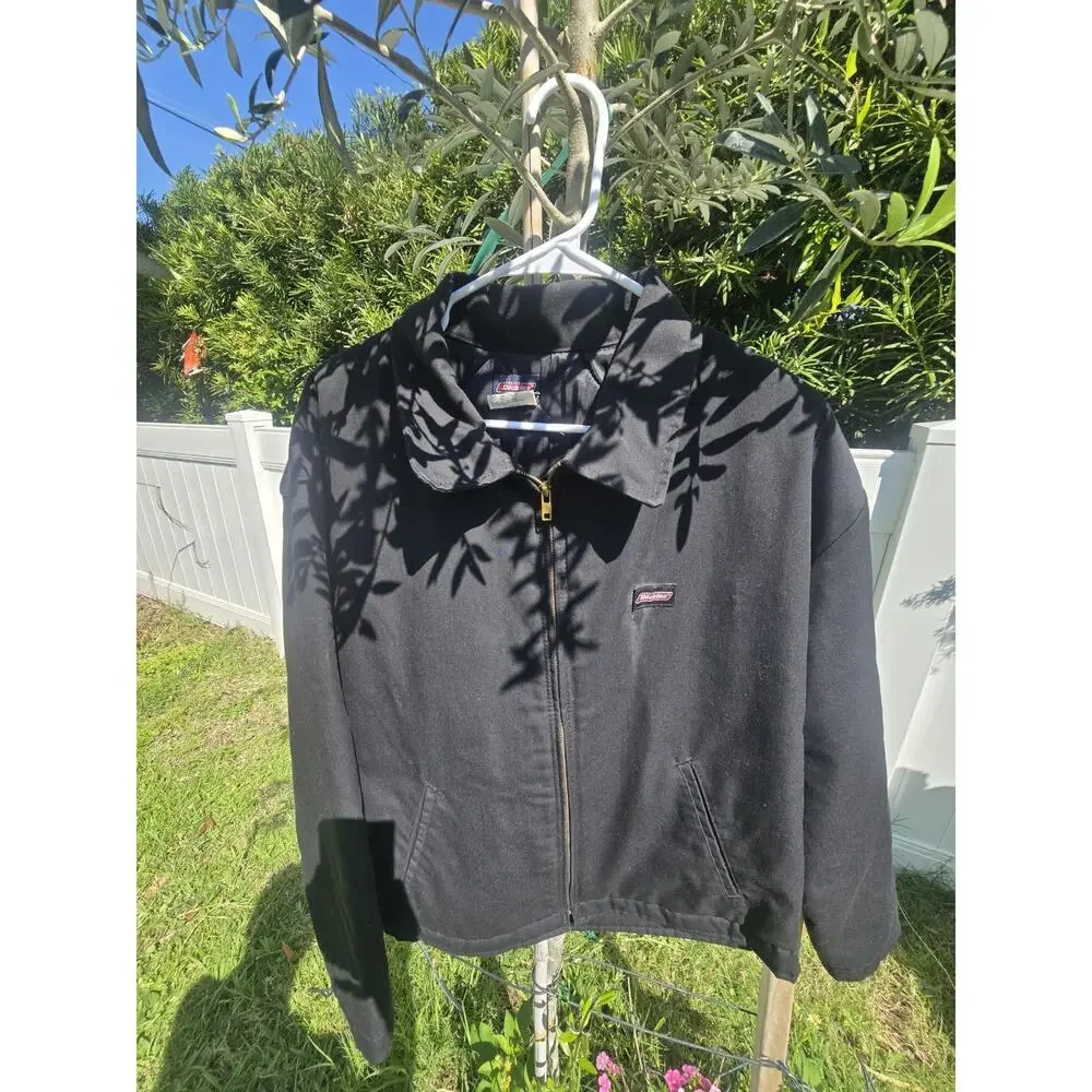 Dickies Mechanics Jacket Mens XL Black Quilted Lined Canvas Coat workwear skate